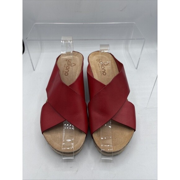 Yokono Red Strappy Leather wedge Sandals Women's size 8 EU 38.5M - Picture 6 of 10